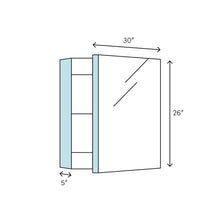 Load image into Gallery viewer, 26&quot; H x 30&quot; W x 4.81&quot; D Recessed or Surface Mount Frameless 2 Medicine Cabinet with 2 Adjustable Shelves 6073RR
