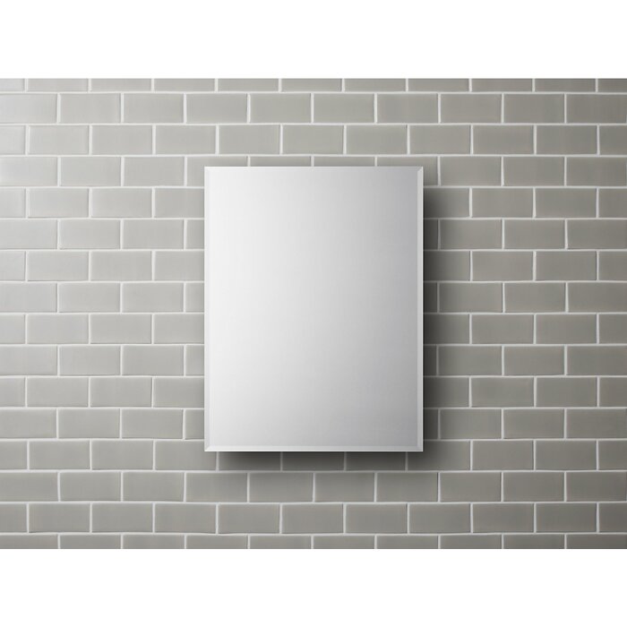 Silver Recessed or Surface Mount Frameless Aluminum Medicine Cabinet Adjustable Shelves 389AH