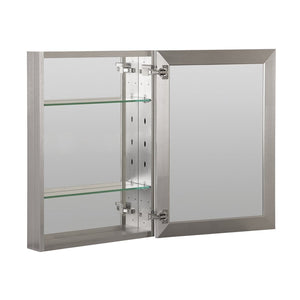 26" H x 20" W x 4.63" D Brushed Nickel Recessed or Surface Mount Medicine Cabinet MRM1777