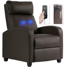 Load image into Gallery viewer, Reclining Massage Chair Faux Brown Leather MH50
