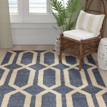 Load image into Gallery viewer, Rectangle 5&#39; X 8&#39; Mcdowell Geometric Handmade Flatweave Jute/Sisal Blue/Cream Area Rug 6190RR
