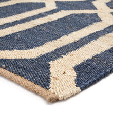 Load image into Gallery viewer, Rectangle 5&#39; X 8&#39; Mcdowell Geometric Handmade Flatweave Jute/Sisal Blue/Cream Area Rug 6190RR
