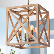 Load image into Gallery viewer, William 4 - Light Lantern Square / Rectangle Chandelier with Wood (SB572)
