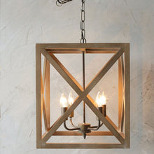 Load image into Gallery viewer, William 4 - Light Lantern Square / Rectangle Chandelier with Wood (SB572)
