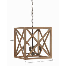 Load image into Gallery viewer, William 4 - Light Lantern Square / Rectangle Chandelier with Wood (SB572)
