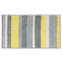 Load image into Gallery viewer, 0.6 H&quot; x 34&quot; W x 21&quot; D Gray/Yellow Rectangular Polyester Non-Slip Striped Bath Rug (Set of 2) GL1365
