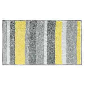 0.6 H" x 34" W x 21" D Gray/Yellow Rectangular Polyester Non-Slip Striped Bath Rug (Set of 2) GL1365