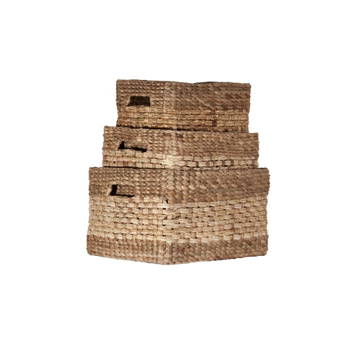 Rectangular Wicker/Rattan 3 Piece Basket Set