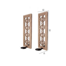 Load image into Gallery viewer, Rectangular Wood Candle Holder With Floral Lattice Design, Set Of 2,Brown (Set of 4)
