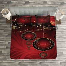 Load image into Gallery viewer, Queen Coverlet + 2 Shams Red/Black/Gold Microfiber Traditional Coverlet / Bedspread Set
