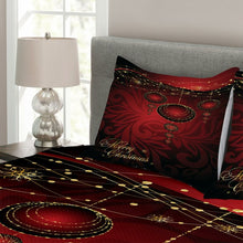 Load image into Gallery viewer, Queen Coverlet + 2 Shams Red/Black/Gold Microfiber Traditional Coverlet / Bedspread Set

