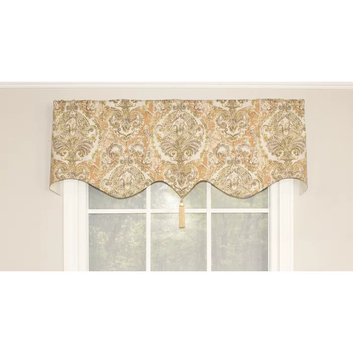 Regency Regal Damask Cotton Scalloped 50'' Window Valance in Ginger Or ...