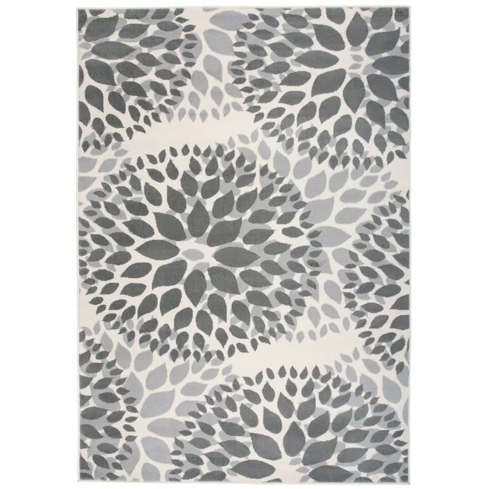 Regner Floral Machine Woven Area Rug in Gray, Rectangle 2' x 3', (Set of 2)