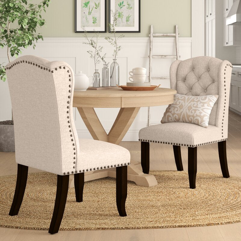 Rehoboth Tufted Upholstered Wingback Side Chair in Beige (Set of 2) MRM1954