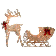 Load image into Gallery viewer, Reindeer Pulling Sleigh Lighted Display
