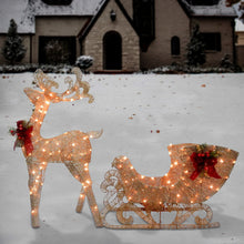 Load image into Gallery viewer, 48&#39;&#39; H x 68&#39;&#39; W x 13.5&#39;&#39; D Reindeer Pulling Sleigh Lighted Display
