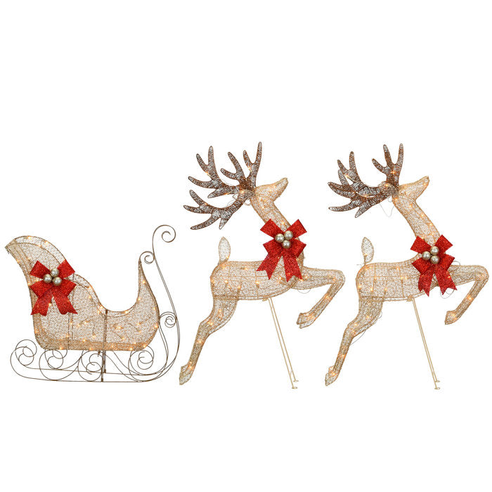 Reindeer and Sleigh Lighted Display