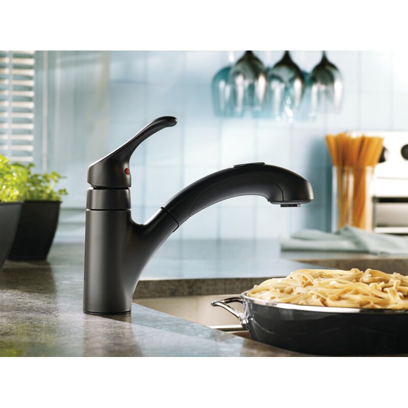 Matte Black Renzo Single Handle Kitchen Faucet with Duralock (Part number: CA87316BL) 842AH