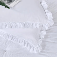 Load image into Gallery viewer, Queen Comforter + 2 Standard Shams White Resa Microfiber 3 Piece Comforter Set

