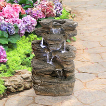 Load image into Gallery viewer, 17.5&#39;&#39; H x 13&#39;&#39; W x 10&#39;&#39; D Resin Falls Illuminated Garden Fountain with LED Light
