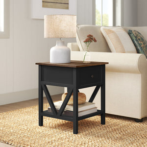 Richins 25'' Tall Solid Wood End Table with Storage