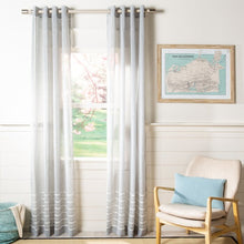 Load image into Gallery viewer, Solid Semi-Sheer Grommet Single Curtain Panel  in Gray with White Detailing #9729
