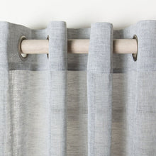 Load image into Gallery viewer, Solid Semi-Sheer Grommet Single Curtain Panel  in Gray with White Detailing #9729
