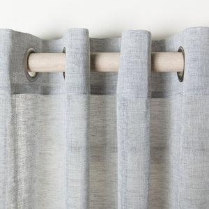 Solid Semi-Sheer Grommet Single Curtain Panel  in Gray with White Detailing #9729