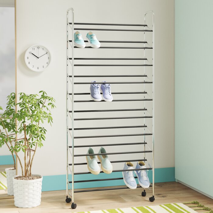 Shiny Chrome Riddleville 50 Pair Shoe Rack (SB577)