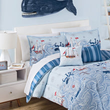 Load image into Gallery viewer, Ride The Waves Aqua Microfiber Reversible Modern &amp; Contemporary Comforter Set, EC1164

