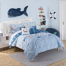 Load image into Gallery viewer, Ride The Waves Aqua Microfiber Reversible Modern &amp; Contemporary Comforter Set, EC1164
