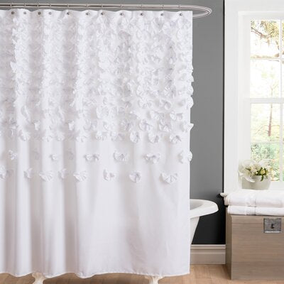 Rieke Polyester Floral Single Shower Curtain White 418ND