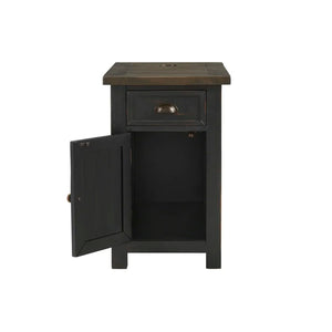 Risner 25'' Tall Solid Wood End Table with Storage and Built-In Outlets