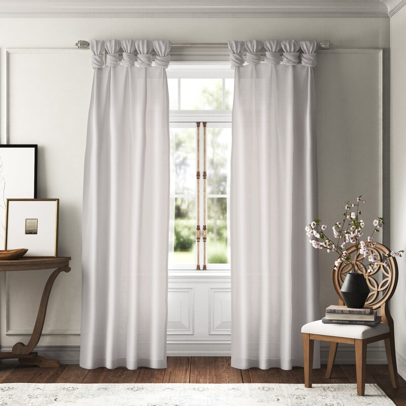 Rivau Solid Semi-Sheer Tab Top Single Curtain Panel, (Set of 2)