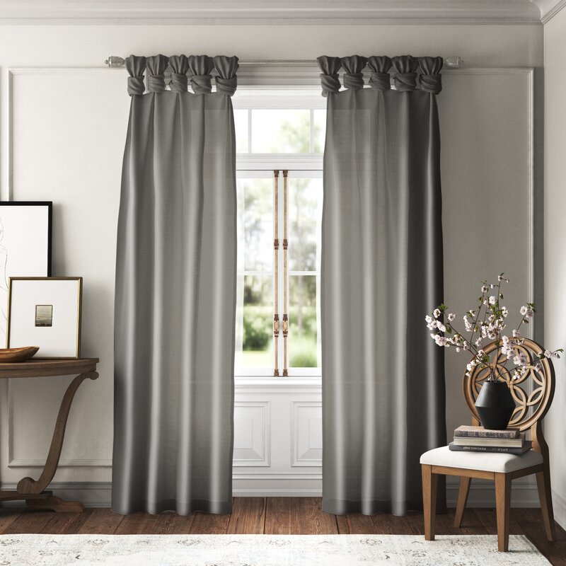 Rivau Solid Semi-Sheer Tab Top Single Curtain Panel