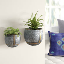 Load image into Gallery viewer, Rolf 2-Piece Galvanized Iron Wall Planter Set 831AH
