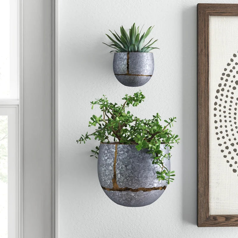 Rolf 2-Piece Galvanized Iron Wall Planter Set