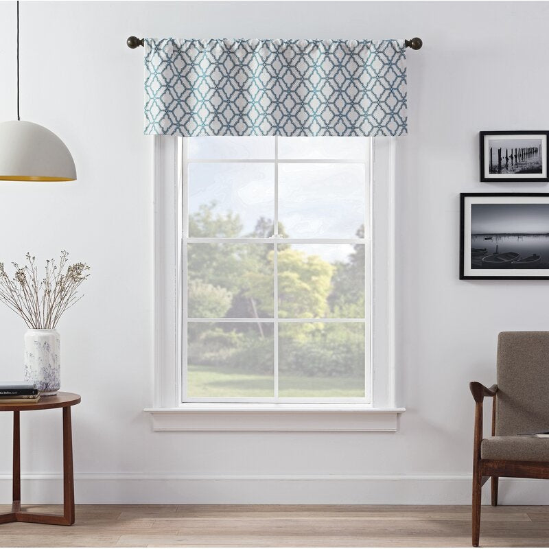 Blue Romriell Geometric Tailored 52'' Window Valance