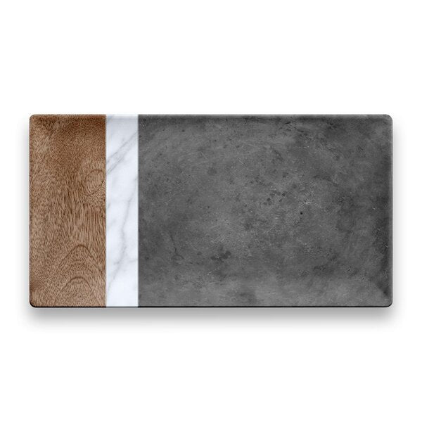 Rondae Mixed Carrara and Stone Plank Melamine Platter