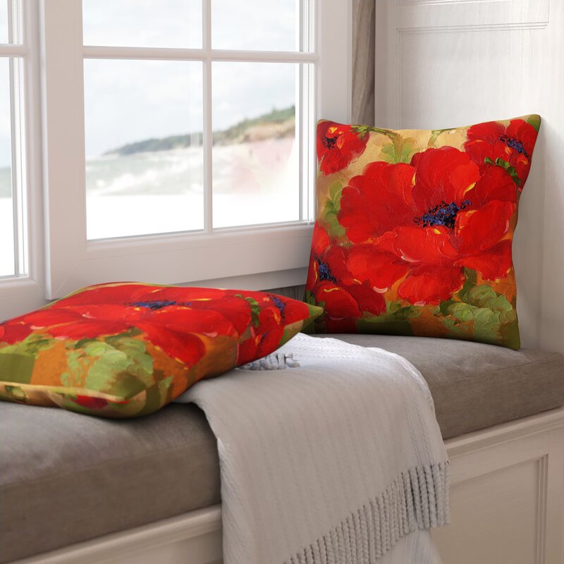 Rooney Poppies Floral Throw Pillow 226DC