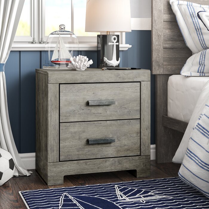 Gray Rosen 2 Drawer Nightstand *AS IS #1064HW