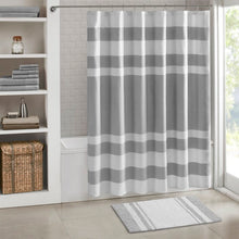 Load image into Gallery viewer, Rosenbloom Rectangular 100% Cotton Gray Striped Bath Rug (1245ND)
