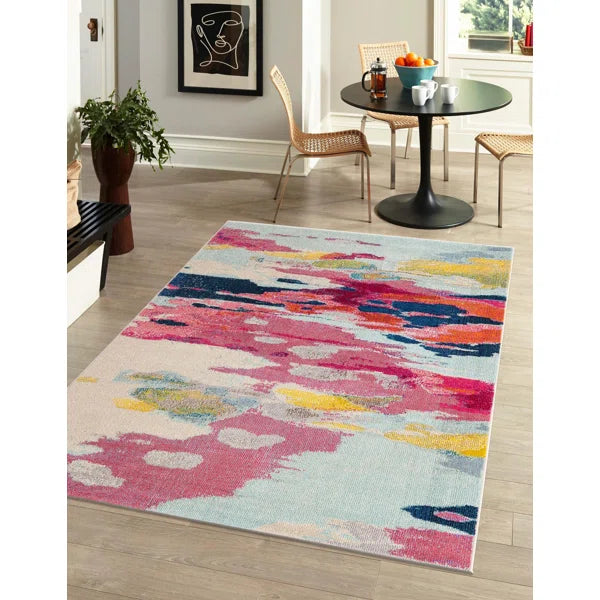 Roshan Abstract Area Rug in Pink 5 x 8