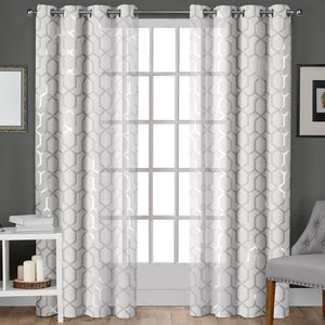 Roshan Geometric Sheer Grommet Curtains (Set of 2) 8,000
