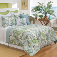 Load image into Gallery viewer, Full/Queen Green/Blue/Cream Rouncey 3 Piece Quilt Set SB1968
