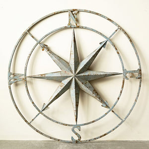Large Blue-Grey Round Compass Wall Décor #4065