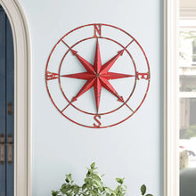 Load image into Gallery viewer, 30&quot; H x 30&quot; W x 2&quot; D Red Round Compass Wall Décor
