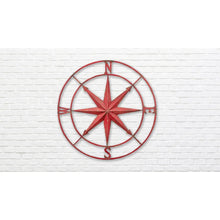 Load image into Gallery viewer, 30&quot; H x 30&quot; W x 2&quot; D Red Round Compass Wall Décor

