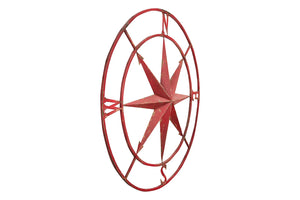 30" H x 30" W x 2" D Red Round Compass Wall Décor