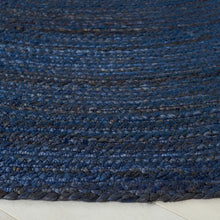 Load image into Gallery viewer, Round Geometric Handmade Handwoven Jute/Sisal Area Rug in Navy/Blue, Round 3&#39;
